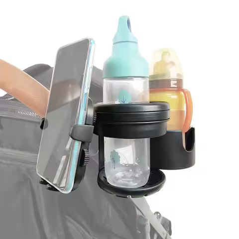 Universal Cup Holder For Most Pushchair Bicycle Adjustable 3 In 1 Bottle Mobile Phone Holder Baby Buggy Accessories