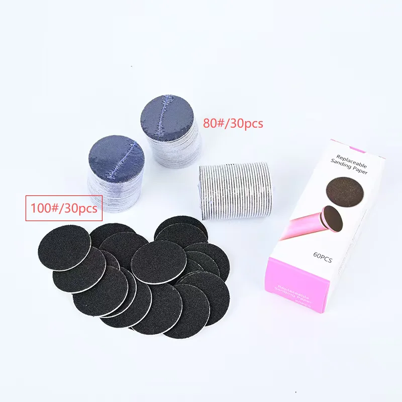 TP43mm 60pcs/Box Paper Professional Pedicure Foot Dead Skin Sandpaper For Electric Nail File Cuticle Callus Replaceable Sandin