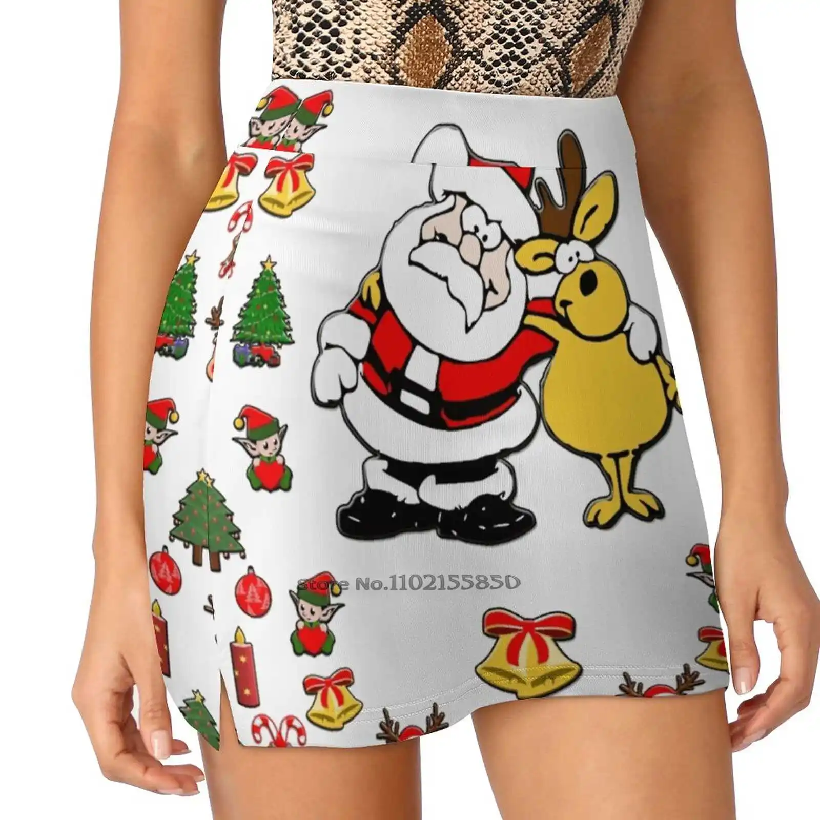 Christmas Santa Claus And Reindeer Women'S Fashion Sporting Skirt With Pockets Tennis Golf Running Skirts Christmas Christmas