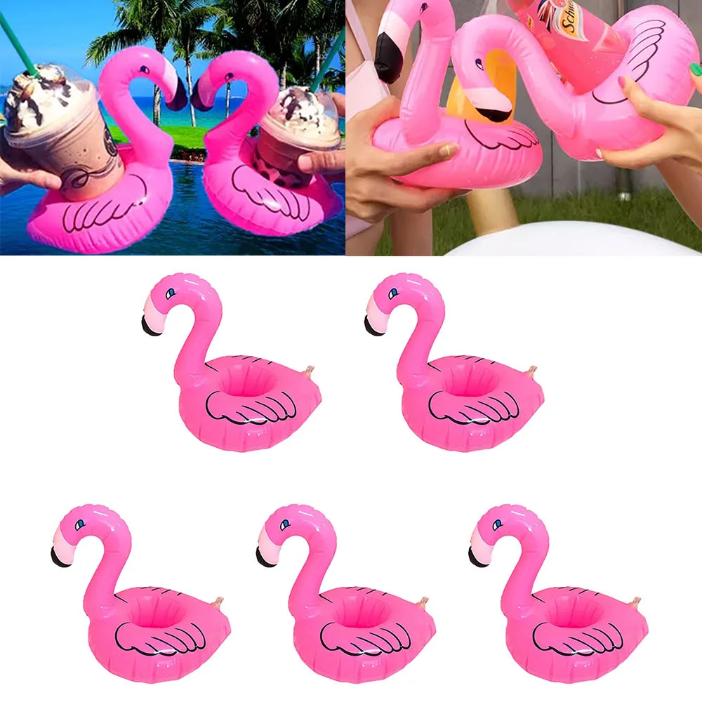 

5Pcs Water Coasters Floating Inflatable Cup Holder Swimming Pool Drink Float Toy Inflatable Pool Flamingo Party Decorations