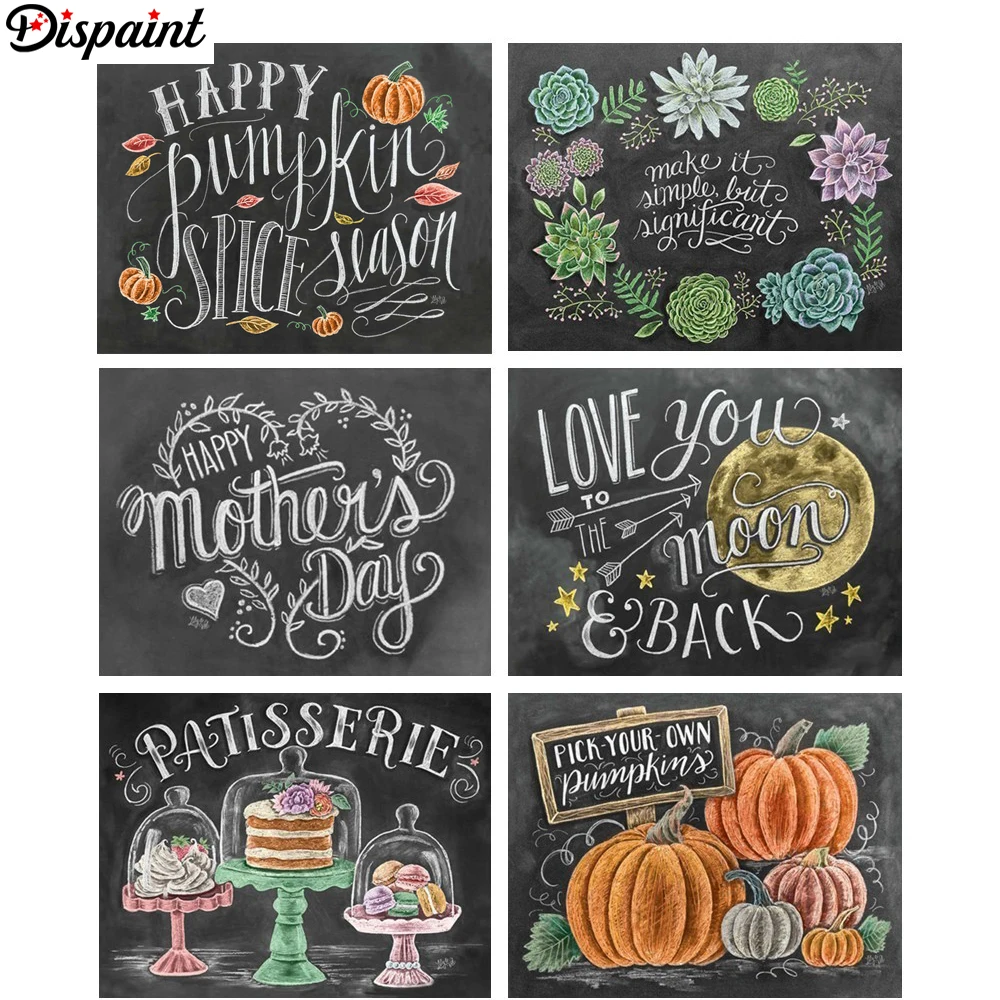 

Dispaint Full Square/Round Drill 5D DIY Diamond Painting "Black Board Text" 3D Embroidery Cross Stitch 3D Home Decor Gift