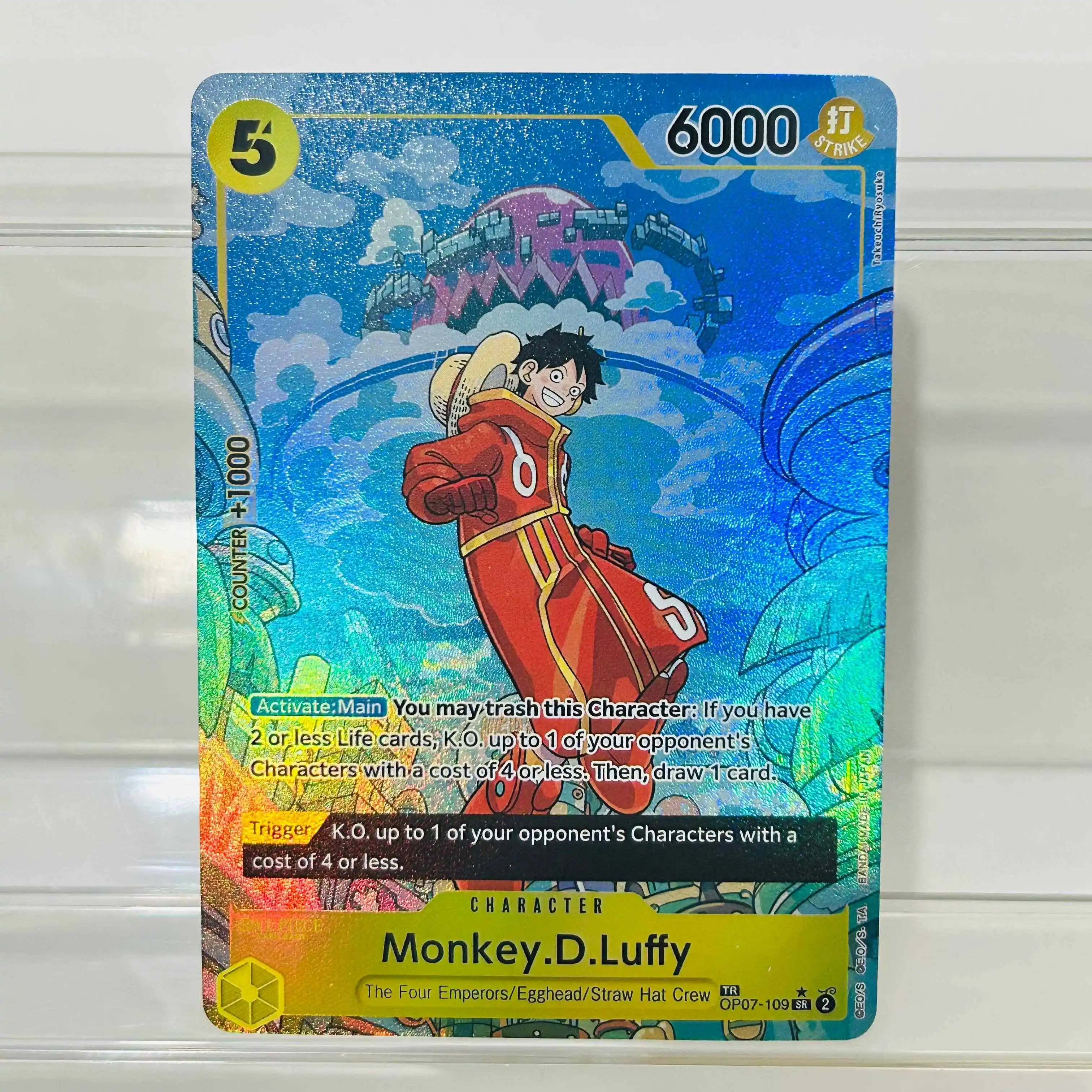 One Piece Luffy OP07-109 TR Card English Version Holographic Texture Cards Perfect Condition DIY Premium Anime Collection Card