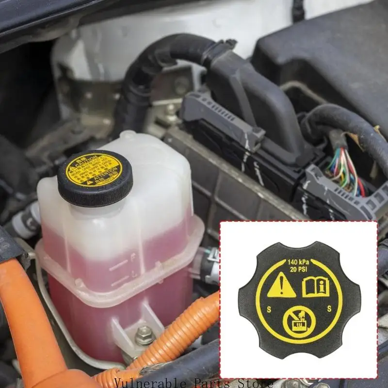 13502353 Radiator Coolant Cap Replacement, Black Plastic Service Part for Cooling System Maintenance, Yellow Warning Print, 1