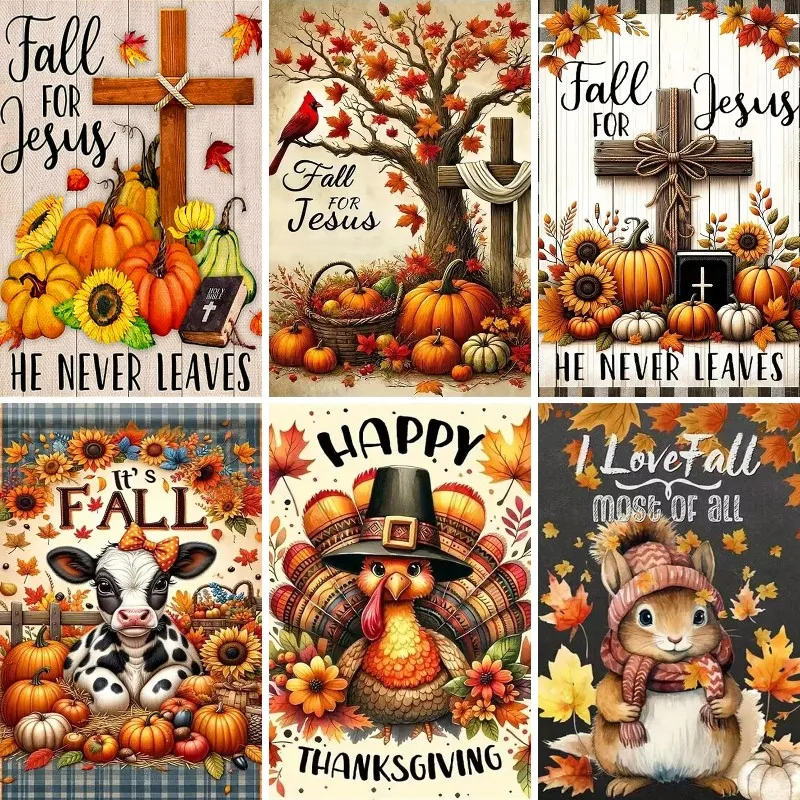 

Fall for Jesus Diamond Painting 5D DIY Cross Stitch Full Happy Thanksgiving Diamond Embroidery Mosaic Rhinestone Home Decor