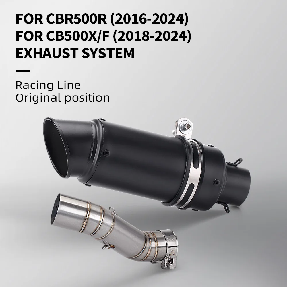 

For CBR500R CB500F CB500X 2016-2024 2018-2024 motorcycle without lace mid exhaust pipe with muffler project