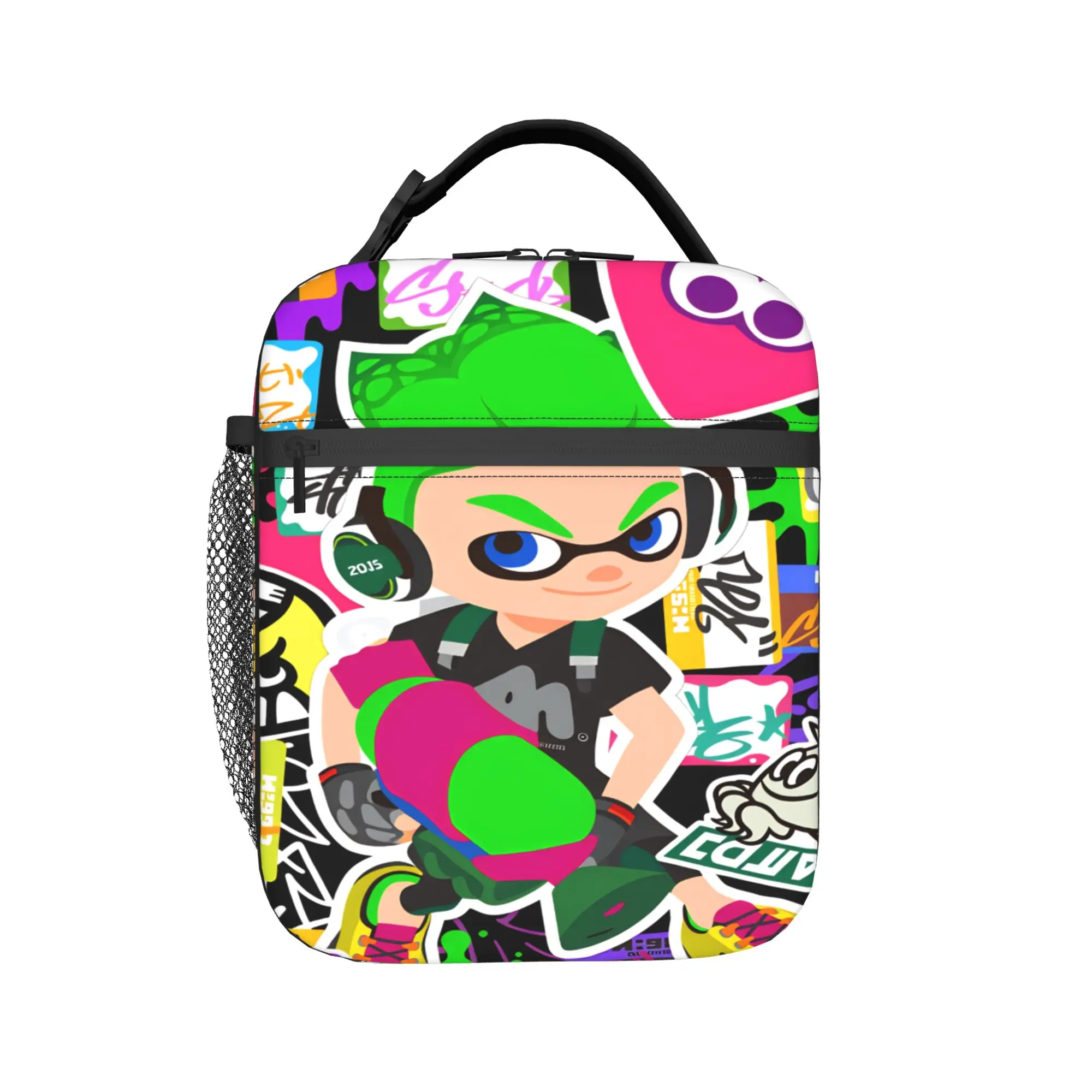 Splatoons Shoot Lunch Bag  Cute Lunch Box Travel Portable Zipper Thermal Lunch Bags For Child Oxford Graphic Design Cooler Bag