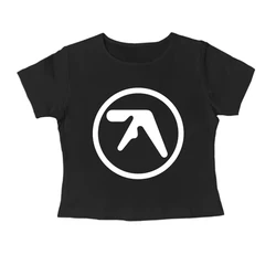Women T-Shirt Oversize Hip Hop Streetwear Harajuku Crop Top Baby Tee Gothic Summer Grunge Tees Clothes Y2k Punk Aphex Twin