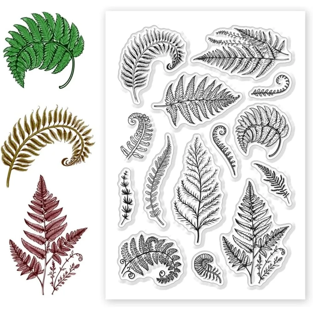 Plant Clear Stamps Fern Leaves Transparent Silicone Stamps for Card Making Silicone Clear Stamp Seals for Cards Stamps Making