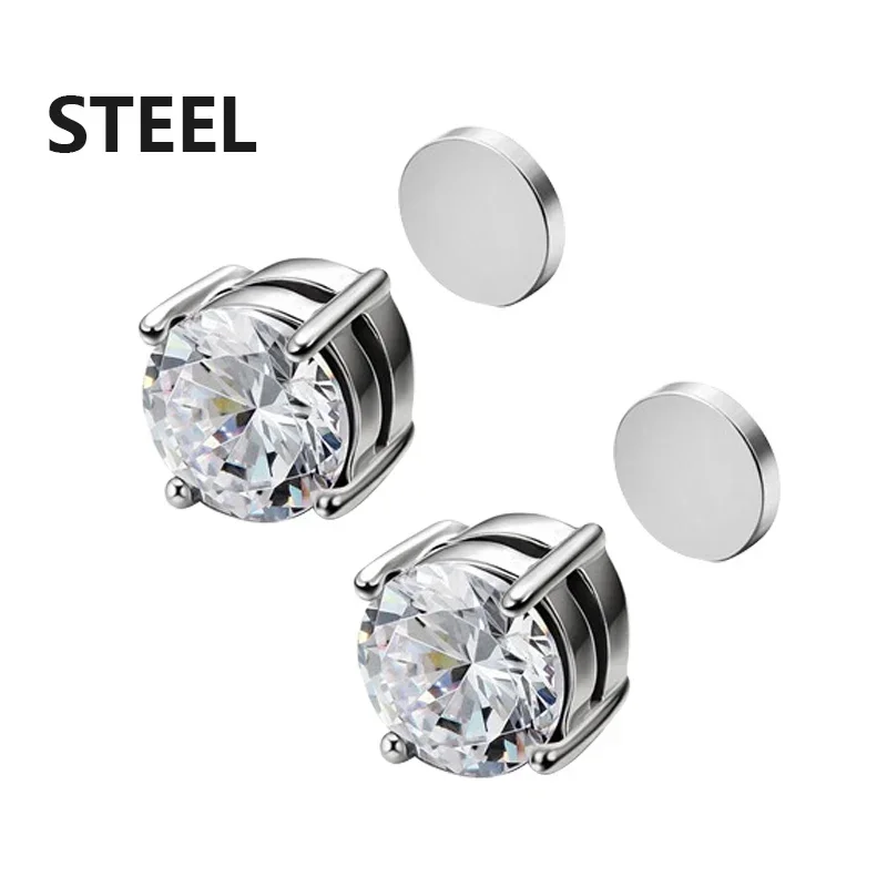 3 Paar Kristal Sterke Magnetische Oorknopjes Voor Mannen En Vrouwen Punk Ronde Zirkoon Magneet Oorbellen Niet Piercing Sieraden