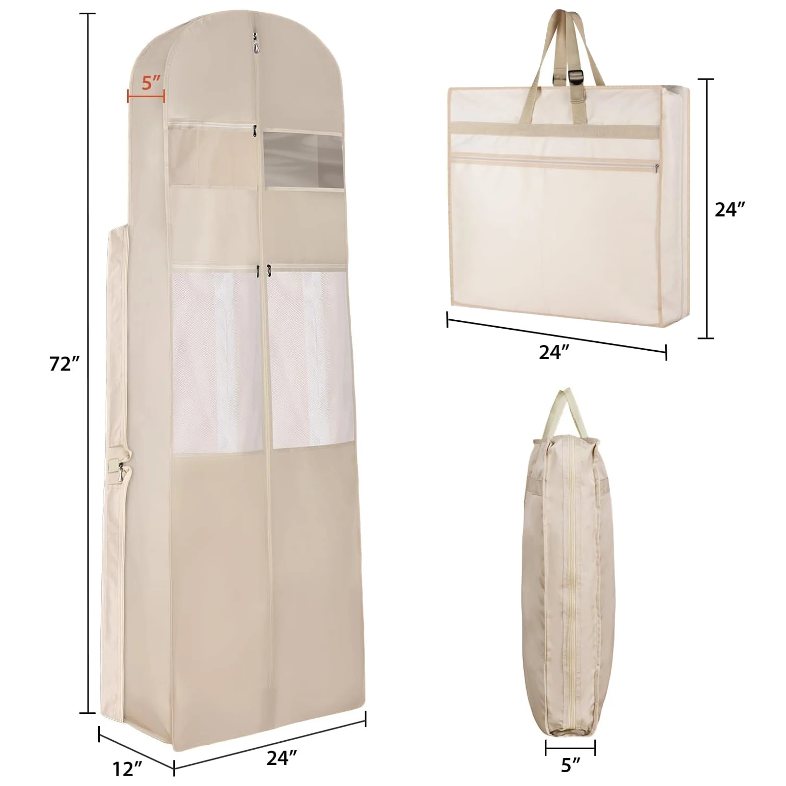 Foldable Wedding Dress Storage Bag with Organizer