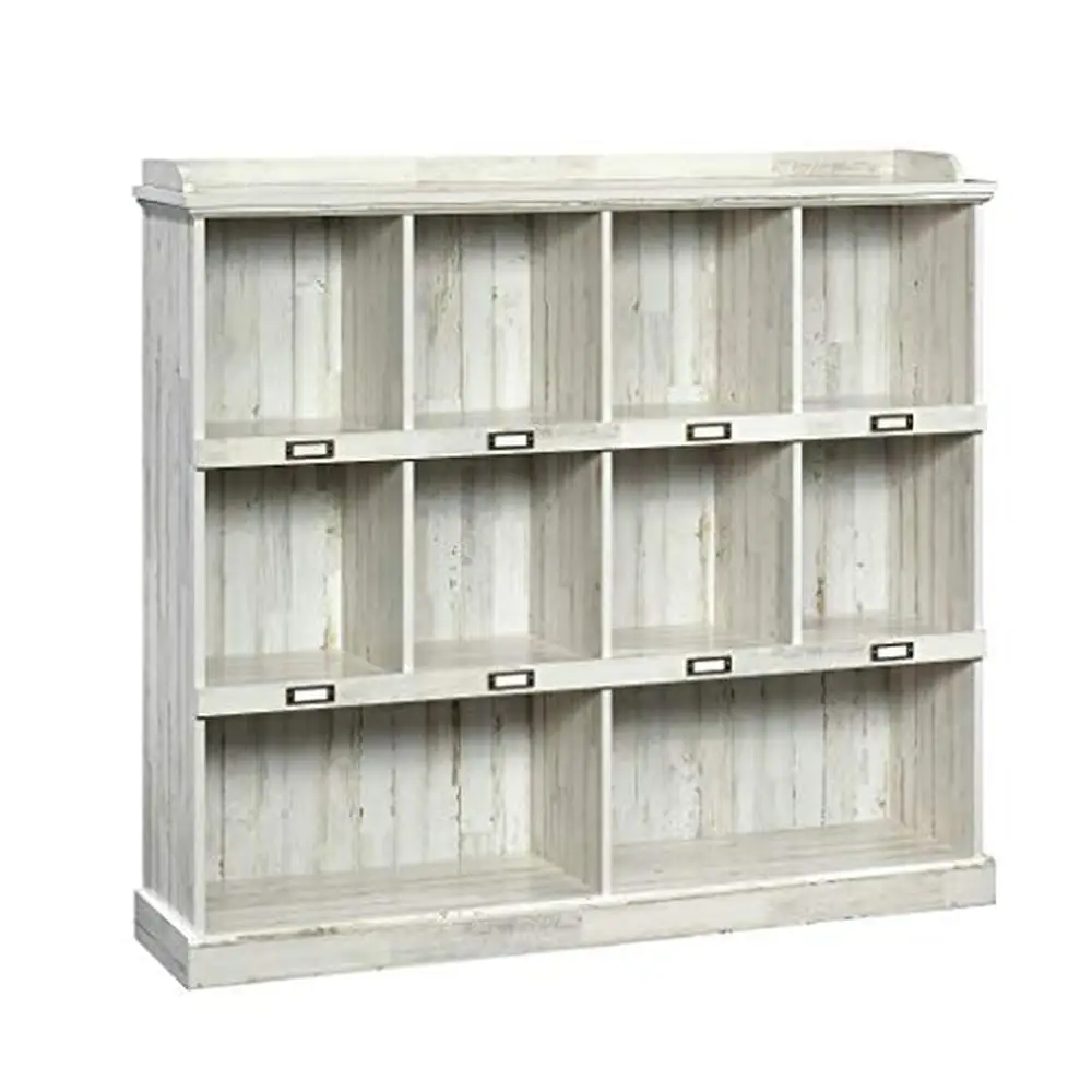 Wooden Barrister Lane Bookcase with Cubbyhole Storage and Reversible Back Ideal Living Room Display or Organization White Plank