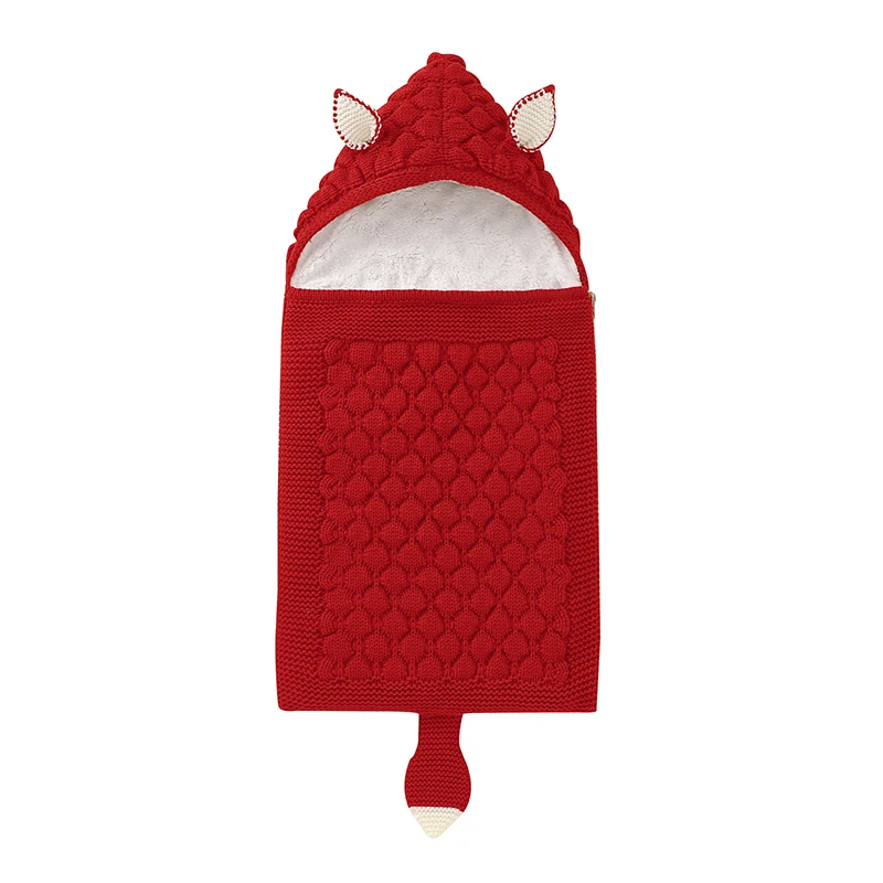 

hot sale mimixiong portable warm newborn Baby Blankets Sleeping Bags fox pattern Knitting Sleeping sacks bags