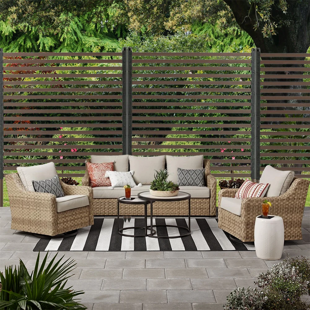 

3FT W X 4FT H Metal Outdoor Privacy Screen Fence Privacy Screen PE-Coating Steel Pipes Fence Panel for Balcony Patio Lawn Garden