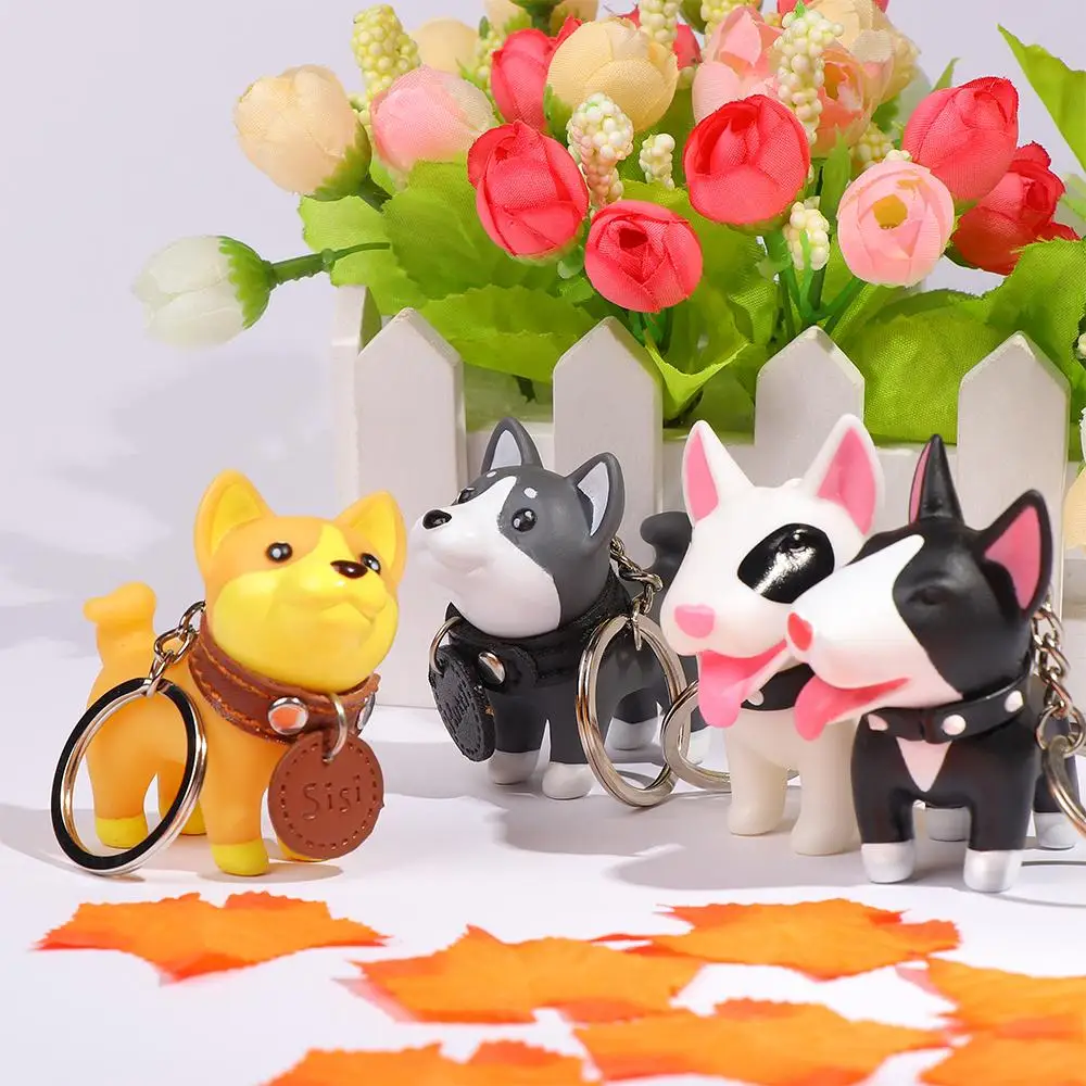 Cute Dog Keychain Figure PVC Doll Toys Key Ring Holder Shiba Inu Bull Terrier Excellent Gift for Car Accessories
