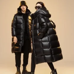 Women Black X-Long 90% White Goose Down Thicken Warm Jackets 2024 New Arrivals Female Winter Hooded Casual Down Coats