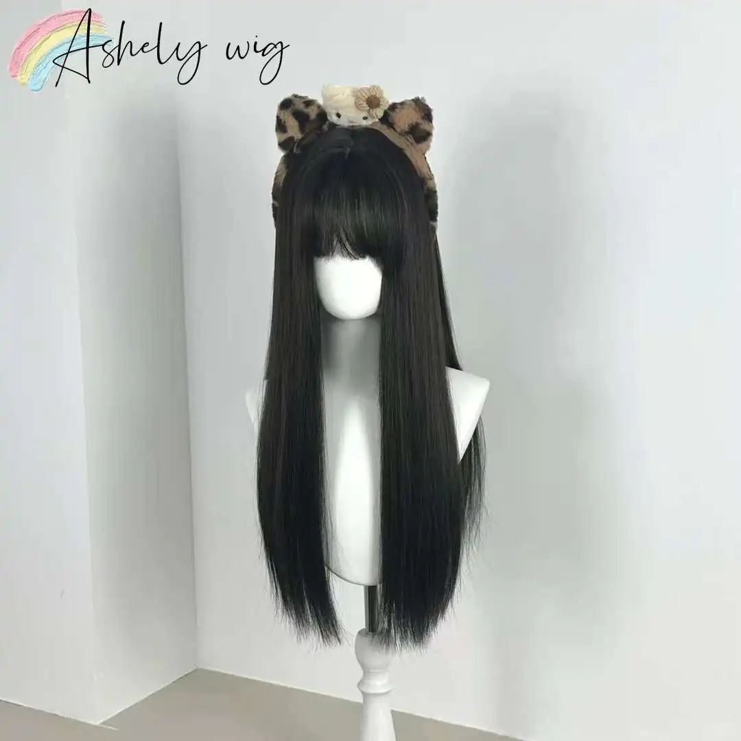 black-wig-for-woman-long-straight-headband-wig-with-bangs-26inch-length-high-temperature-fibers-natural-lolita-synthetic-wigs
