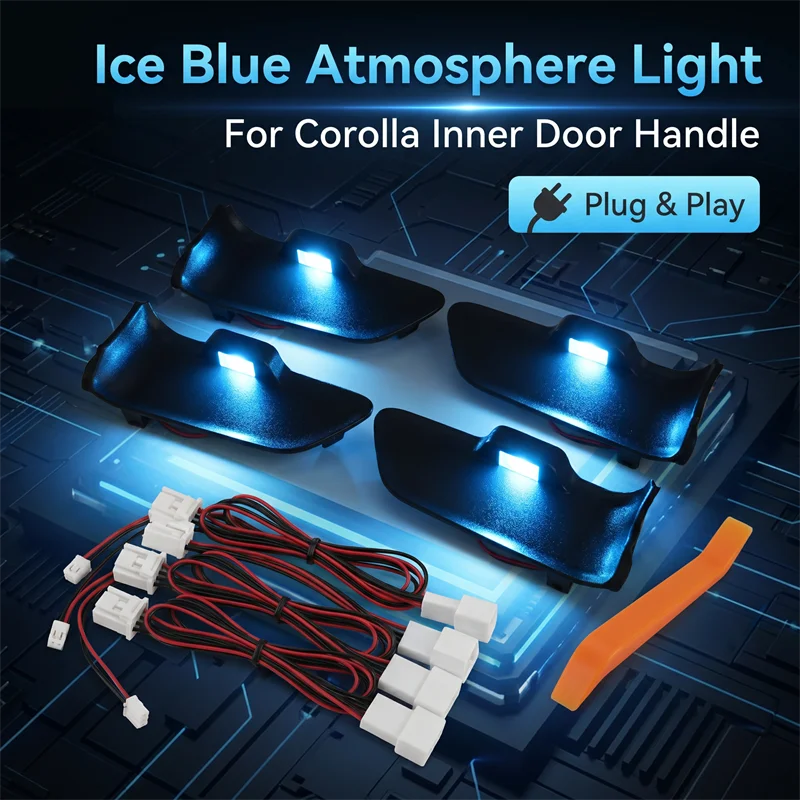 AUTO For Toyota Corolla 2019-2024 Ambient light Atmosphere Light Interior LED Door Bowl Handle Frame Light Dark Or Ice Blue