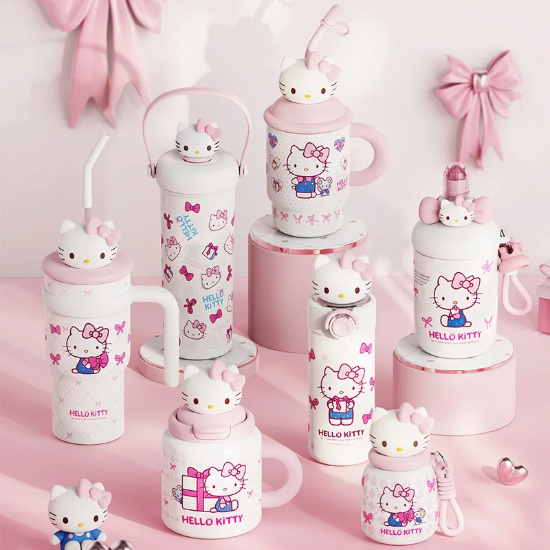 1pc Hello Kitty Stainless Steel Vacuum Insulated Cup, Cute Portable Straw Water Bottle, Commuter Mug, Birthday Gift
