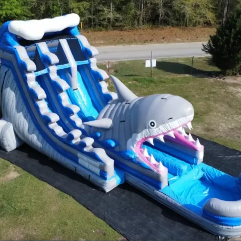 20ft Height Outdoor Double Slides Inflatable PVC Shark Slide for Adults Kids Durable & Eco-Friendly for Commercial Rental Use