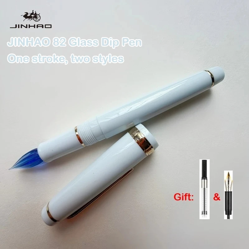 

Перьевая ручка JINHAO 82 со стеклянным пером и конвертером для чернил, два стиля письма одним пером, каллиграфическая ручка, школьные принадлежности, канцелярские товары