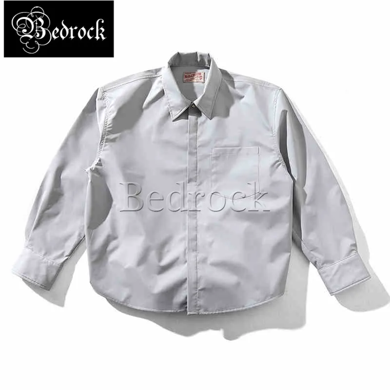 

MBBCAR Men's Lightweight Commuter Shirt Gray Hidden Button High Density Windproof Functional Casual Shirt 9373