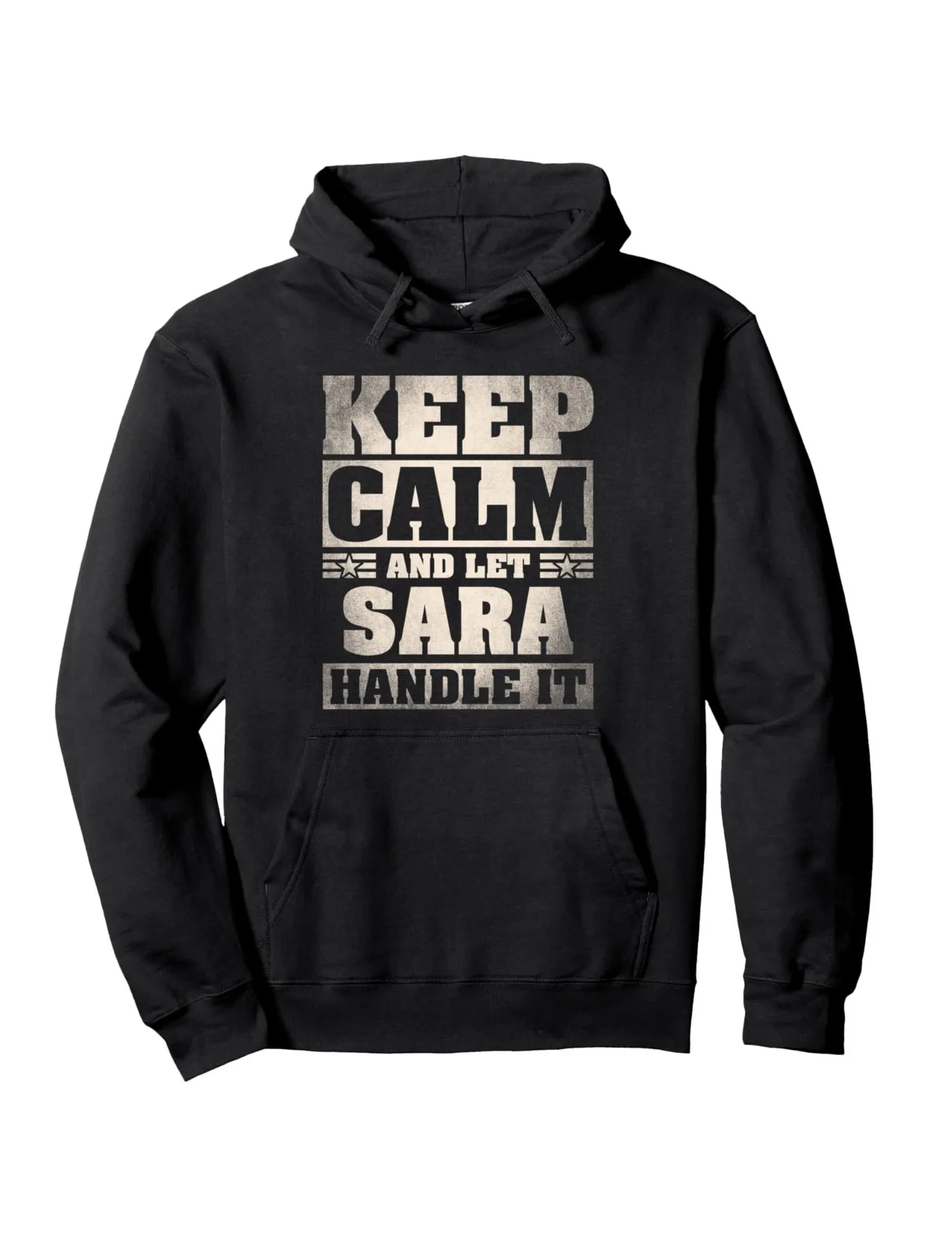 سترة بغطاء للرأس باسم سارة - بلوفر نص مضحك مع "Keep Calm and Let Sarah Handle" هدايا مضحكة لأعياد الميلاد/عيد الميلاد للنساء