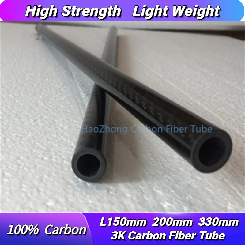 Length 150mm 200mm 300mm 3k Carbon Fiber Tube OD5~26mmHigh Quality 3K Carbon Fiber Fabric Wound Tube