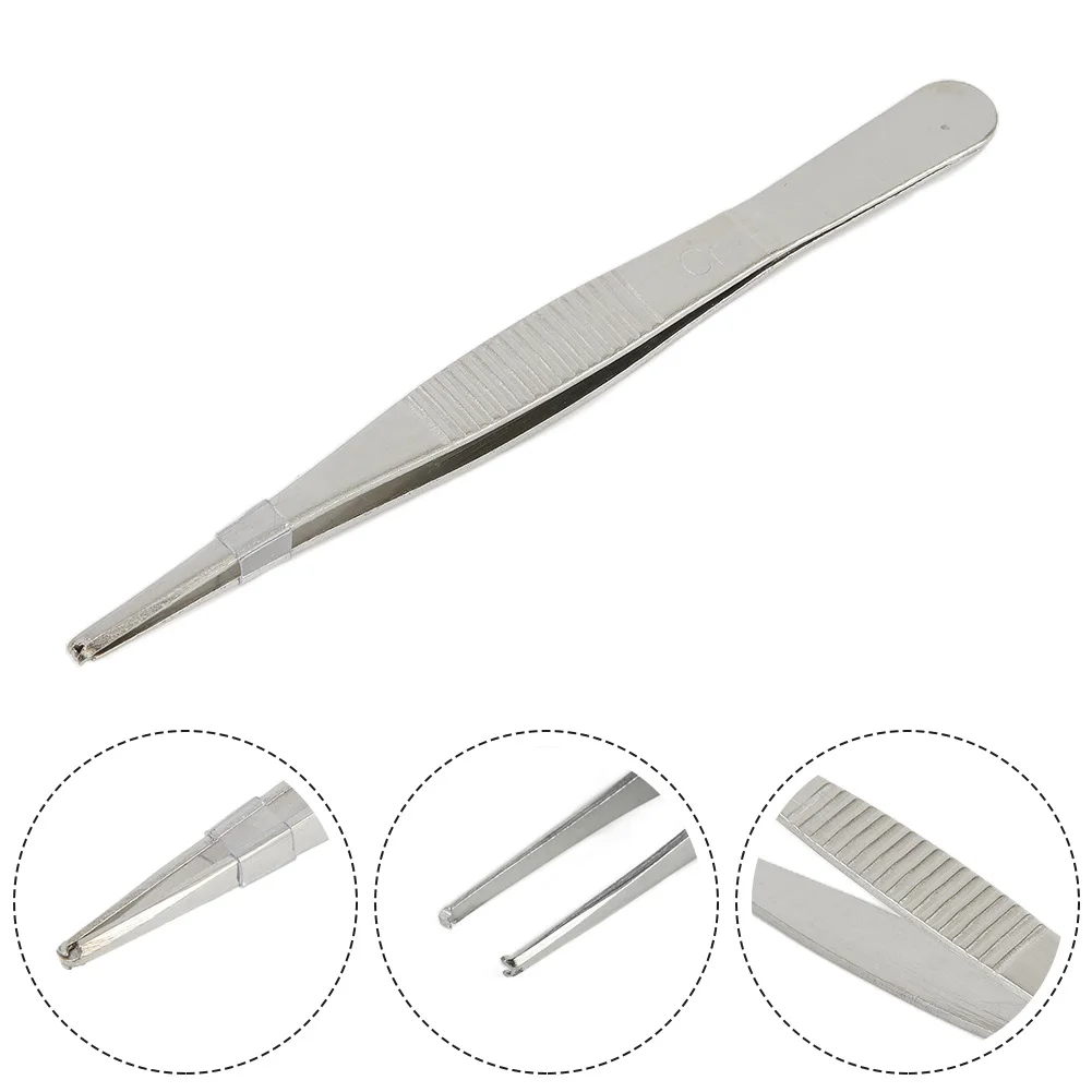 1 Pcs Toothed Tweezers Best Price Silver Stainless Steel Toothed Tweezers 125mm / 5Inch Brand New High Quality