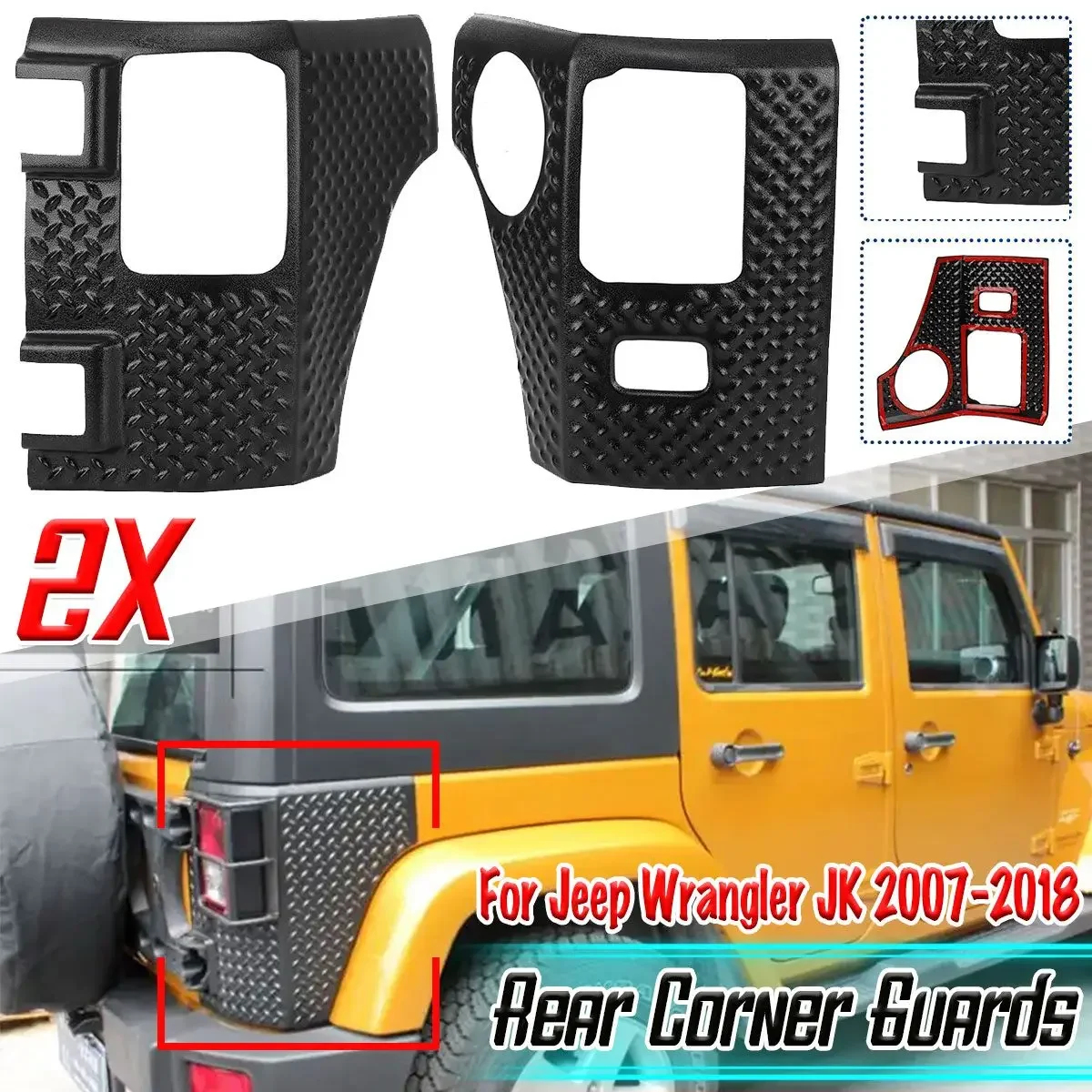 

Pair Taillights Rear Brake Stop Lamp Cover For Jeep Wrangler JK 2007-2018 Rear Corner Brake Tail Light Guards Lamp Hoods