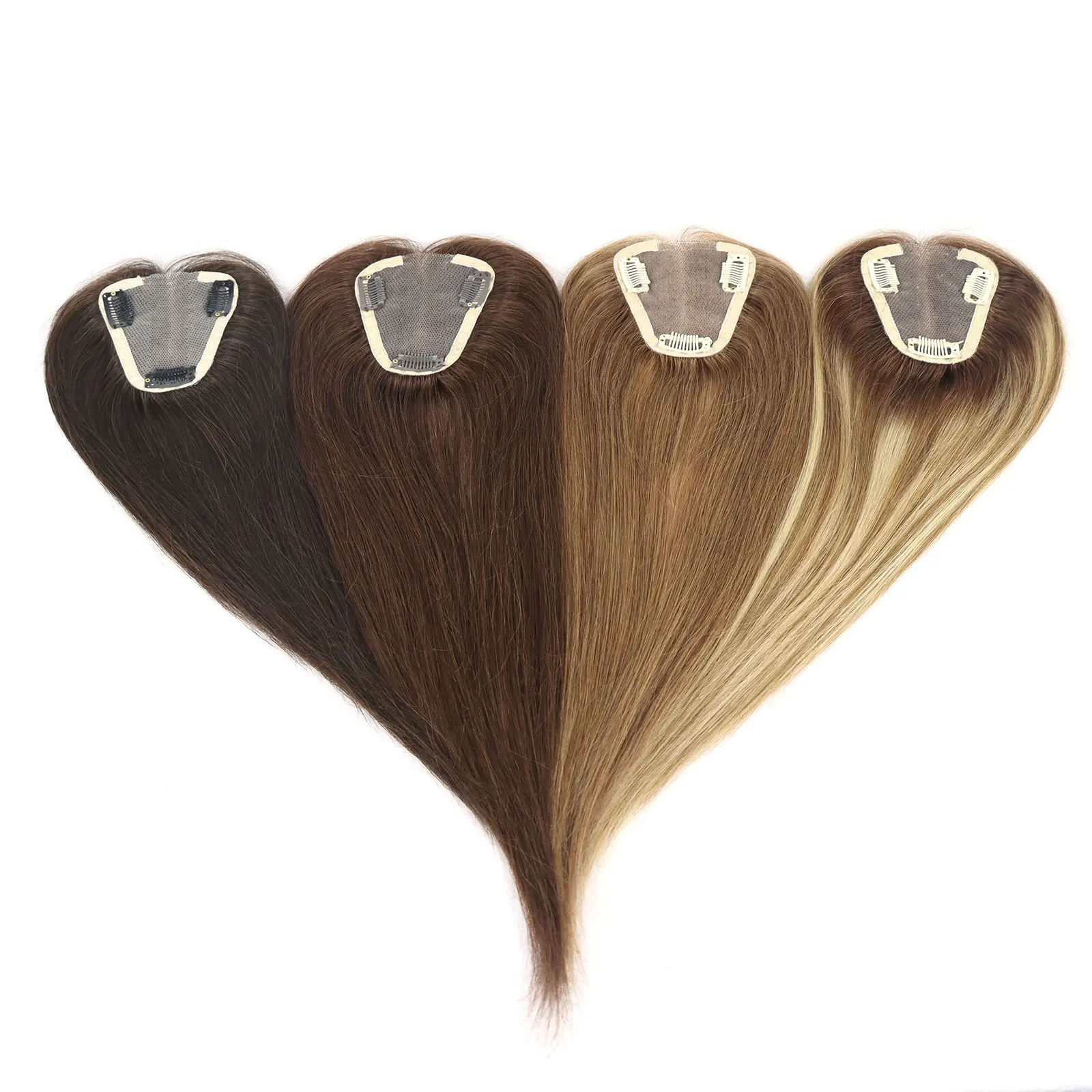 Braune Farben 100% remy europäische Echthaar Topper 14 Zoll Frauen Haar teile Spitze Basis Clip in Topper Haar verlängerung für Frauen