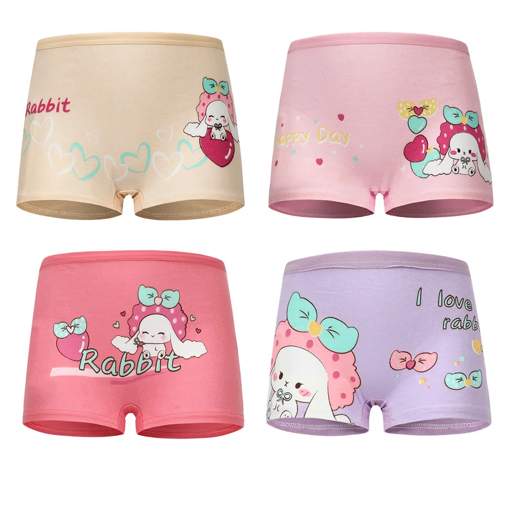 4 Pieces/lot Design Children\'s Girls Panties Cotton Soft Pretty Cartoon Unicorn Child Underwear for Girls Kids Boxer Breathable