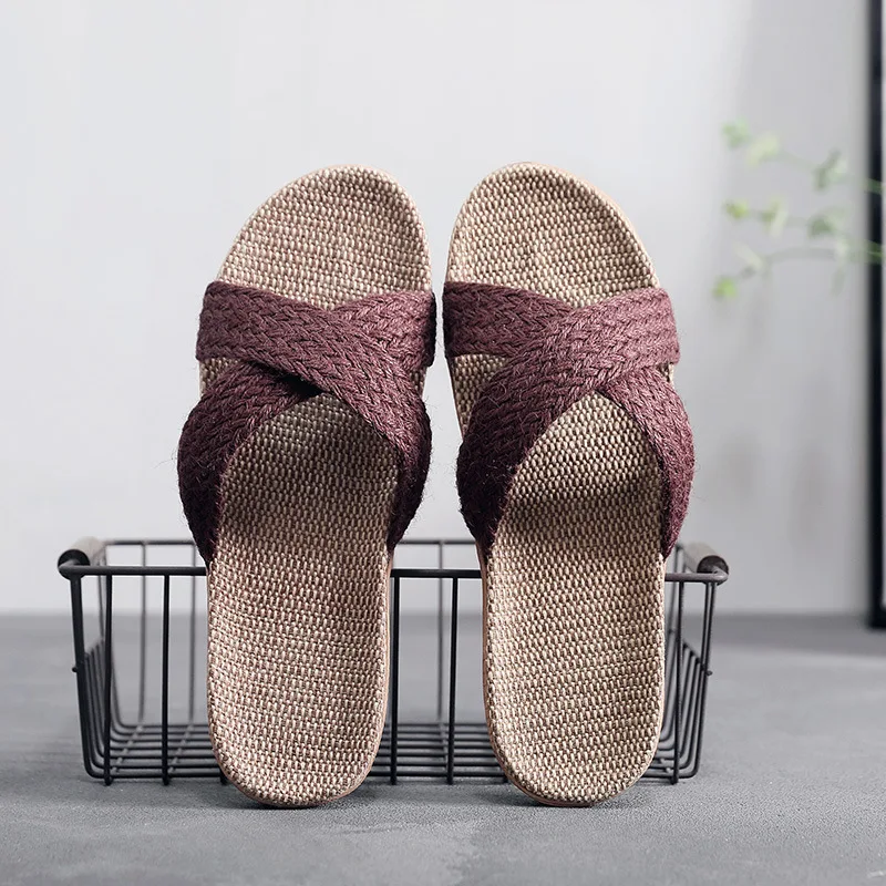 2023 new slippers men and women summer indoor breathable cotton linen couple slippers home comfortable slippers