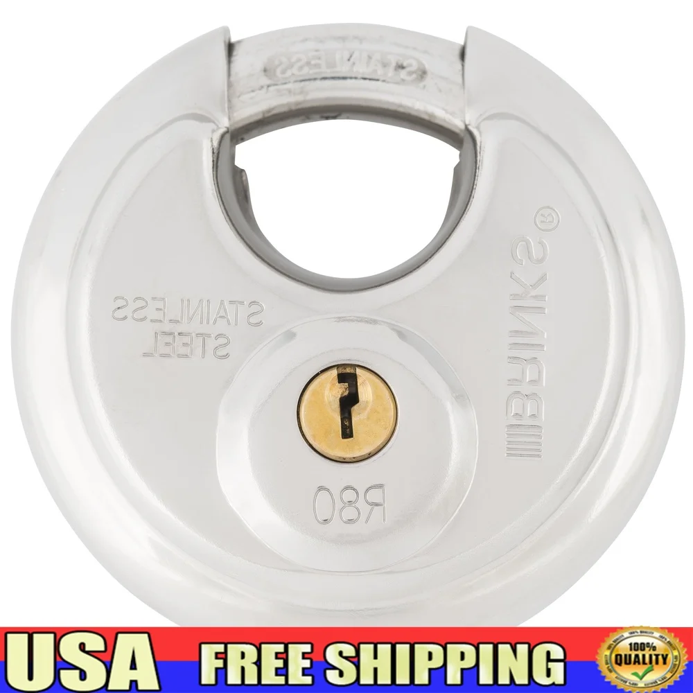 

Нержавеющая сталь, 80 мм, навесной замок Discus с ключом и скобой 1/2 дюйма, устойчивый к атмосферным воздействиям, устойчивый к несанкционированному доступа, устойчивый к истиранию замок безопасности