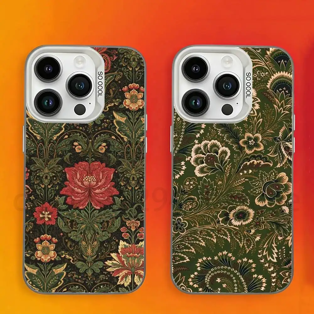 Persian Carpet Floral Pattern Phone Case For iPhone 17,16,15,14,13,12,11,Pro,Max,Plus,Mini, Matte Shockproof Case