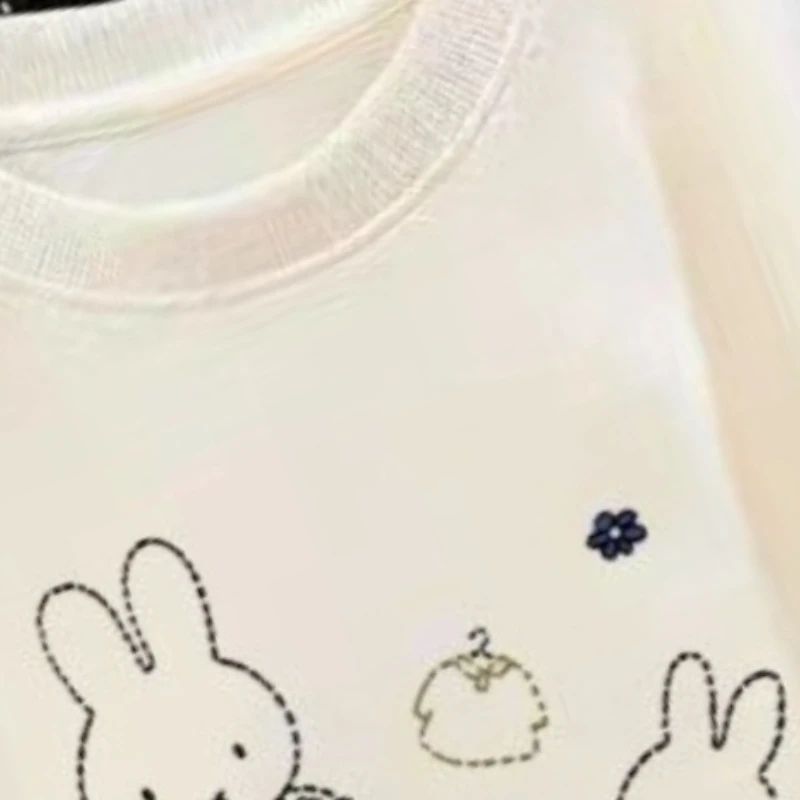 Cartoon Kawaii Simple Round Neck Hoodie Print Fresh Loose Skin-friendly Breathe Slimming Leisure Versatile Soft Colorfast Miffy