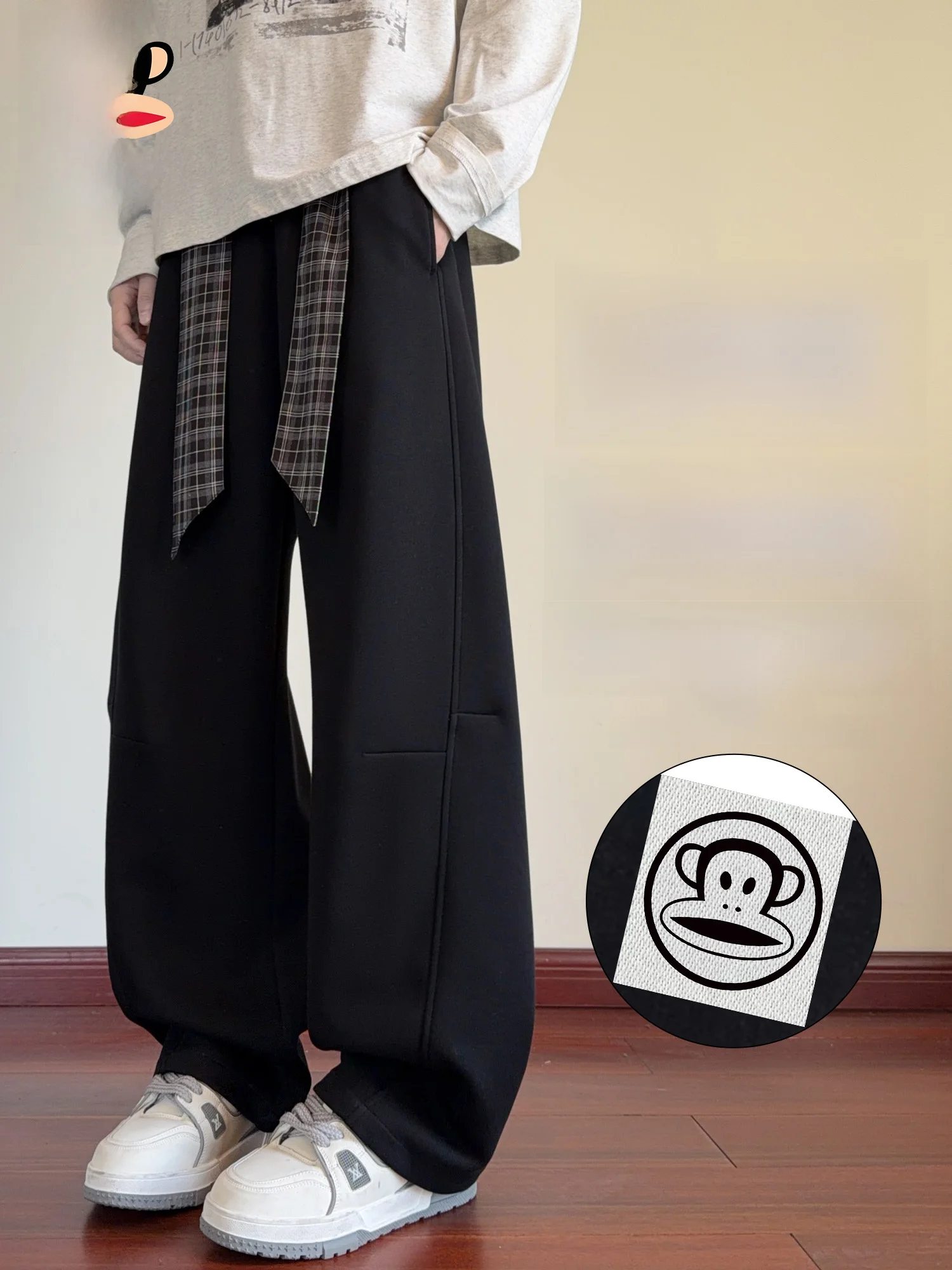 

Мужские повседневные брюки Paul Frank Heavyweight Straight Leg: Новинка весенней коллекции, свободные, удлиненные, из полиэстера и хлопка