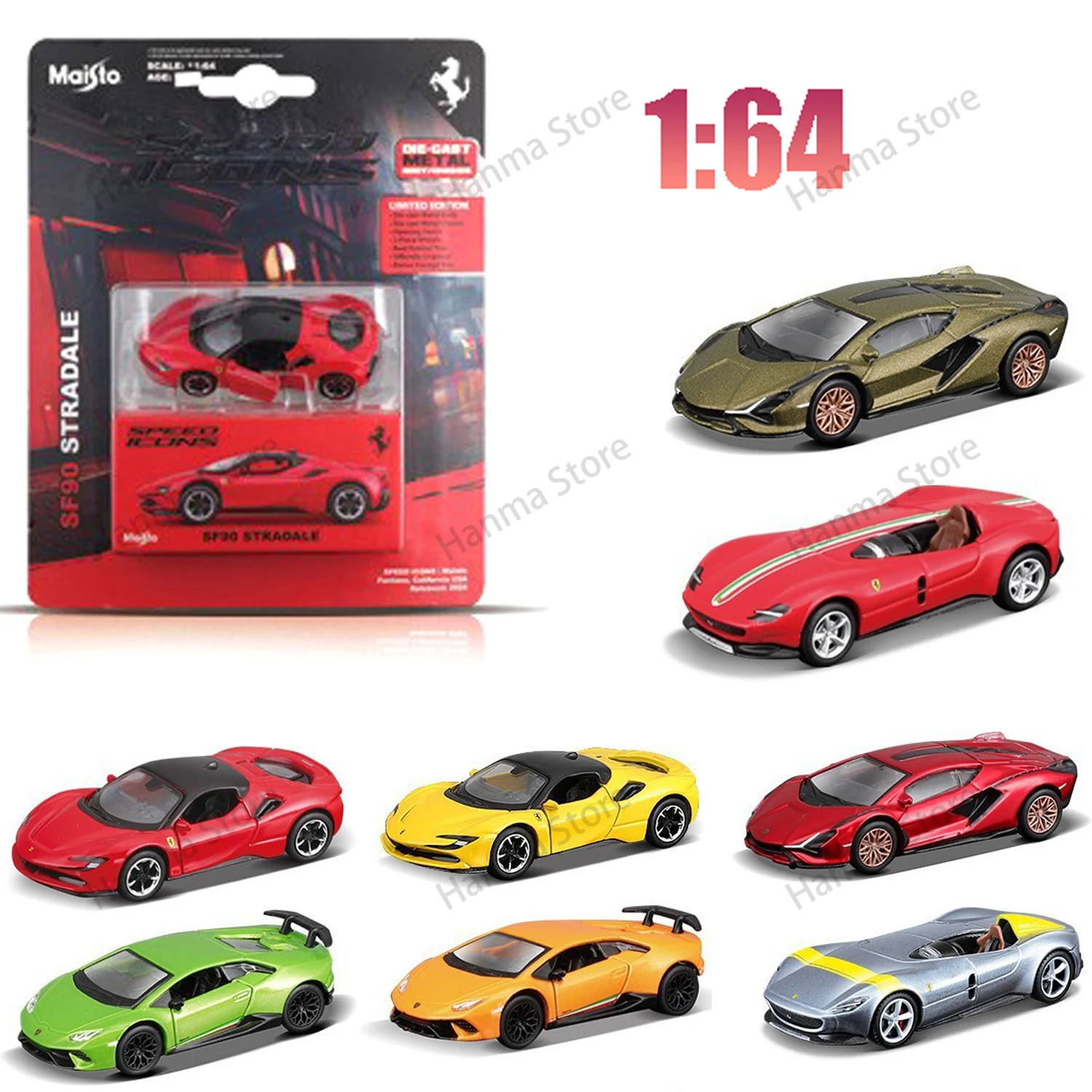 Bburago 1:64 SP1 Ferrari 812 SF90 Competizione Yellow Alloy Miniature Ferrari Datyona Sp3 Sports Diecast Model Custom Toys