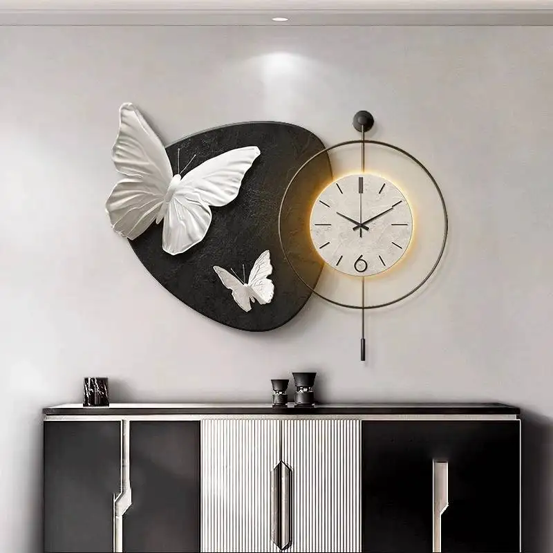 Metal Premium Wall Clock Fashion Unique Black Nordic Design Digital Clock Living Room Aesthetic Relojes De Pared Home Decor Item