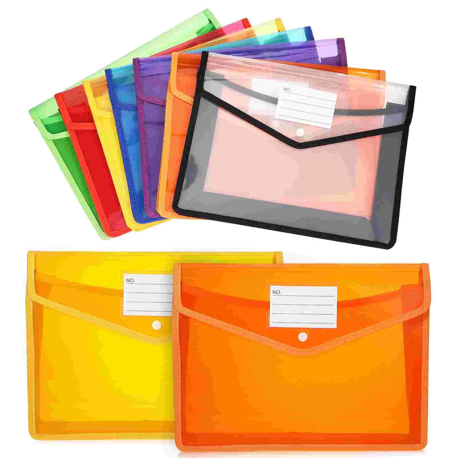 

7 Pcs Button File Bag Travel Folder Bags Folders Plastic Envelopes Document Letter For Documents Size Pp Office