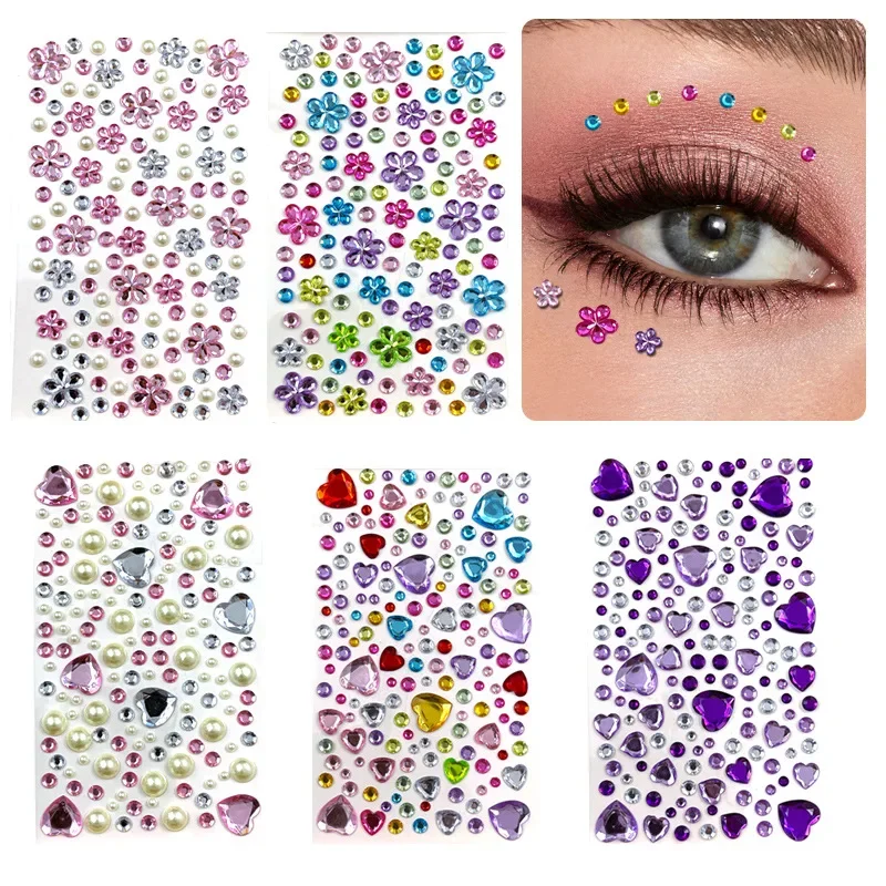 

Glitter Face Stickers for Children Rhinestones for Eyes Face Diamonds Bright Stickers Festival Makeup Jewels Stickers
