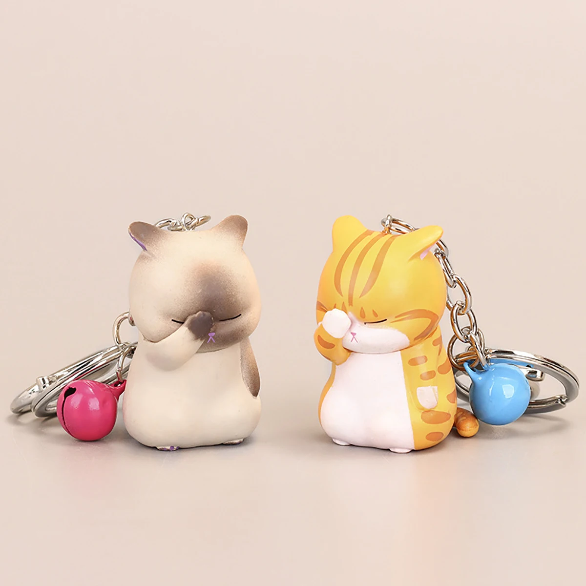 Cute Shy Cat Keychains Chubby Kitten Keyring Trinket Bag Ornament Animal Cat Pendant Keys Holder Purse Bag Accessories DIY Gifts image 3