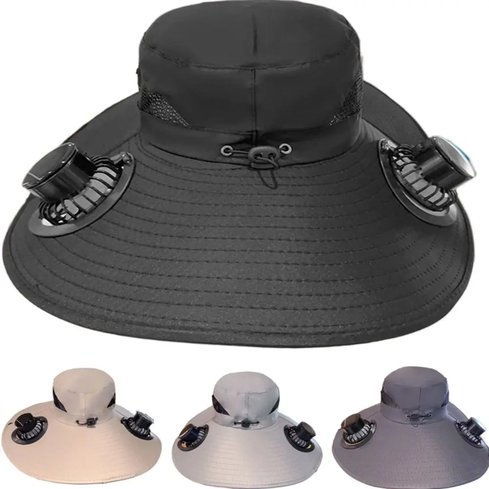 

Шляпа с солнечным вентилятором с широкими полями, устойчивая к ультрафиолетовому излучению, перезаряжаемая солнцезащитная шляпа с большим карнизом и 2 солнечными вентиляторами, легкая рыбацкая шляпа на открытом воздухе