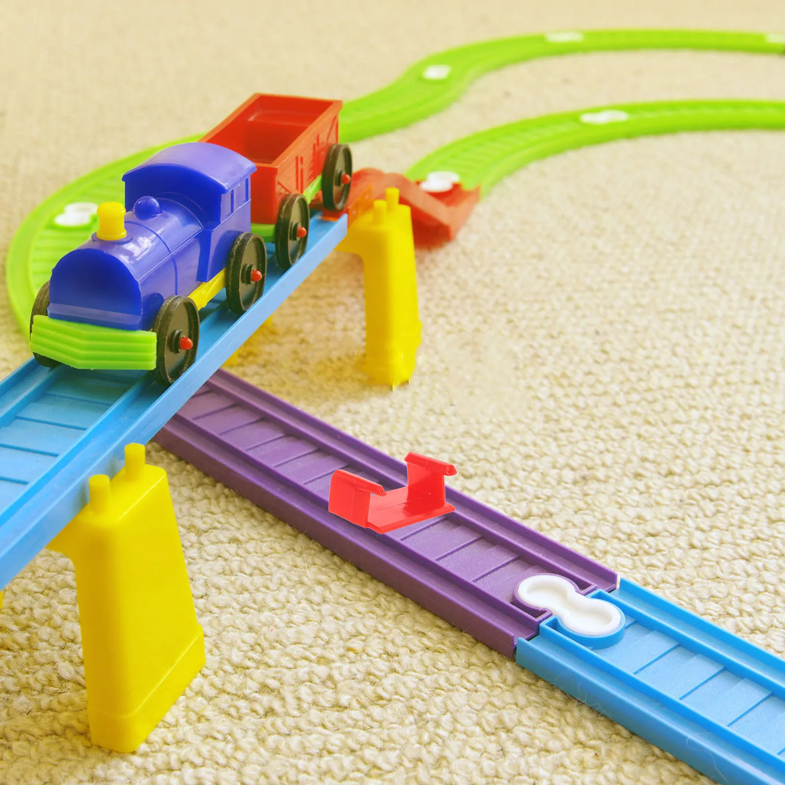 Clips de rieles de tren de 20 piezas, conectores de seguridad rojos, modelo Compatible, sujetadores ferroviarios, estabilizadores, accesorios de tiempo de reproducción