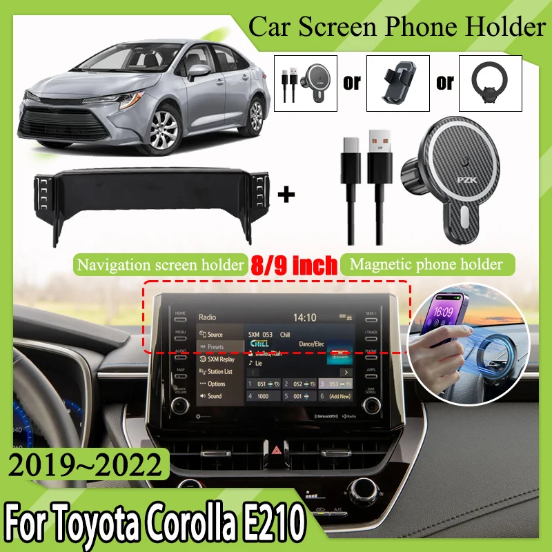 Car Navigation Screen Phone Holder 8/9 Inch For Toyota Corolla E210 Accessories 2019~2022 Magnetic Gravity Mount Mobile Support