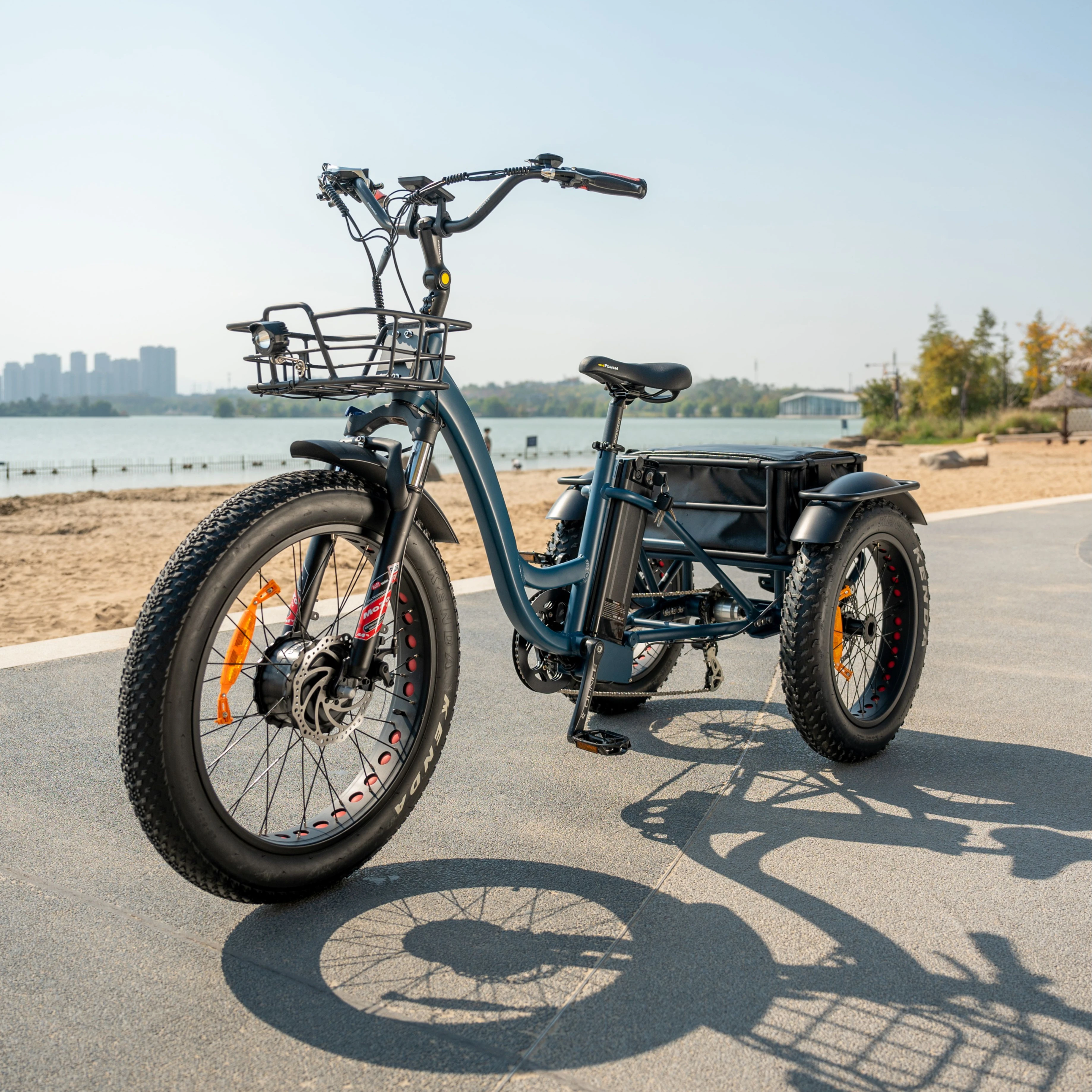 

3 wheel electric bicycle OTM 20*4.0 snow tire 750W electric trike front hub motor cargo tricycle electric bike