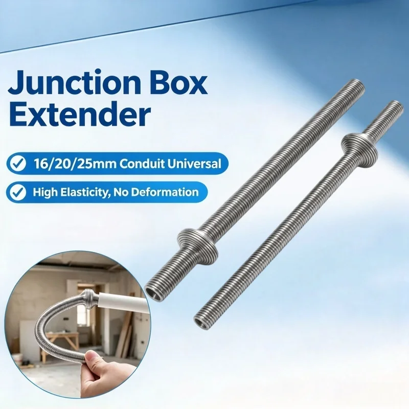 Junction Box Extender,Flexible Spring Wire Threader&Fish Tape for 16-25mm Conduit Electricians Auxiliary Threading Accessories
