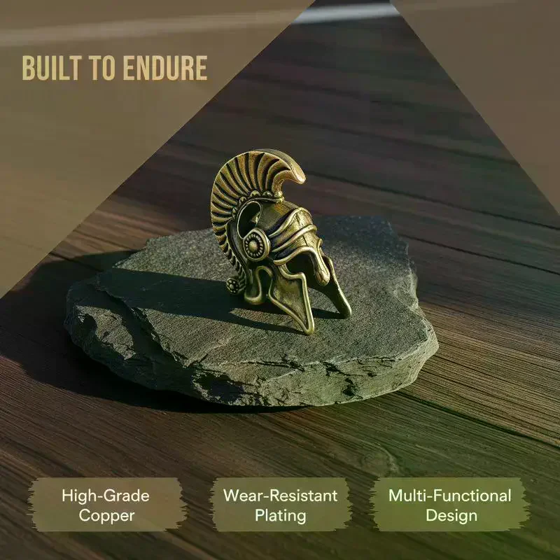 Spartan Helmet Pendant Exquisite Engraved Pattern Vintage Antique: Finish DIY Jewelry Making Keychain Decor