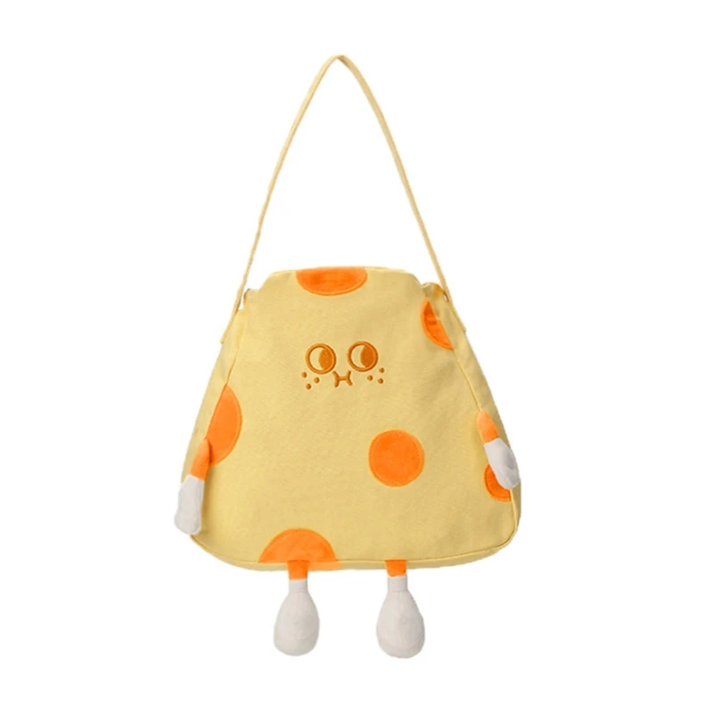 

Super Cheese Shoulder Bag for Girls Women Spring Summer Canvas Bag Cheese Pattern Handbag Shopping Dating Bag