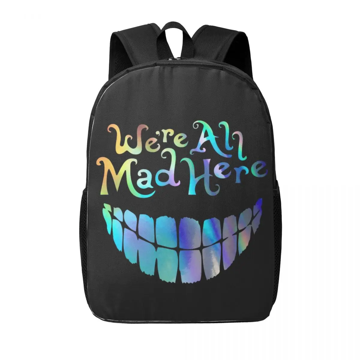 Custom We Are All Mad Here Cheshire Cat Laptop Backpack Women Men Fashion Bookbag for College School Students Bags