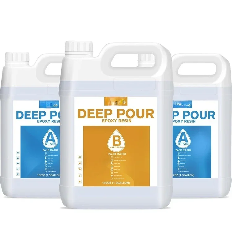 Deep Pour Epoxy Resin 4.5 Gallon, 2 to 4 Inch Depth Clear Epoxy Resin Kit, Bubble Free, Low Odor 2:1 Casting Resin for Table Top